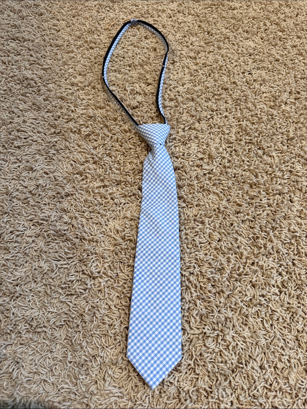 ❤️ Crown & Ivy Boys Light Blue Gingham Tie - zip